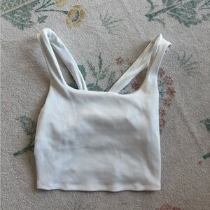 ALO Yoga White Ribbed Tank Top